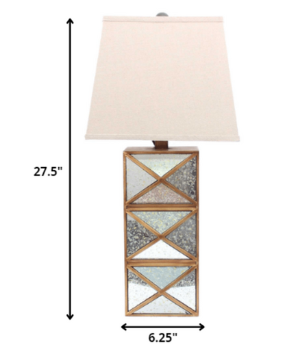 6.25 x 6.75 x 27.5 Gold Modern Illusionary Mirrored Base - Table Lamp