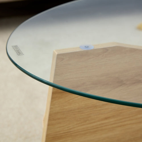 Oval Glass Coffee Table – 41.3" Modern Tempered Glass Table,