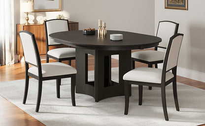 Farmhouse Extendable Round Dining Table Set for 4, 5-Piece Kitchen
