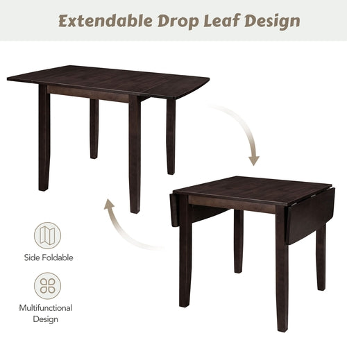 3-Piece Wood Drop Leaf Breakfast Nook Dining Table Set with 2 X-back