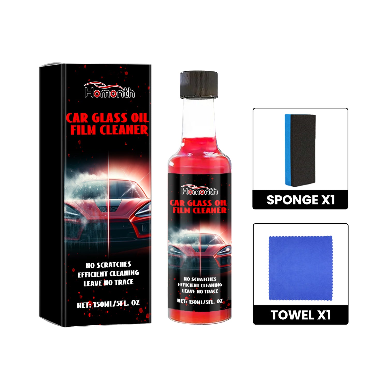 Car Glass Oil Film Cleaner, Car Windshield Decontamination Cleaning Multi-Purpose Cleaner