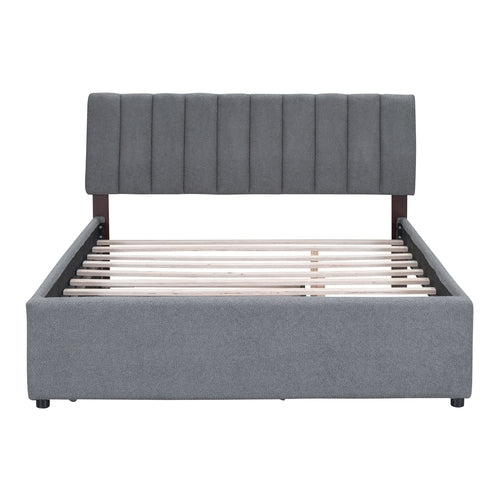 Teddy Fleece Queen Size Upholstered Platform Bed with Twin XL Trundle
