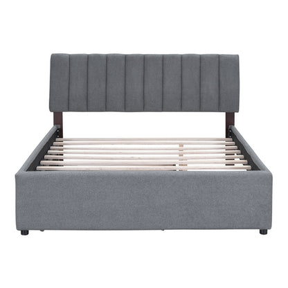 Teddy Fleece Queen Size Upholstered Platform Bed with Twin XL Trundle