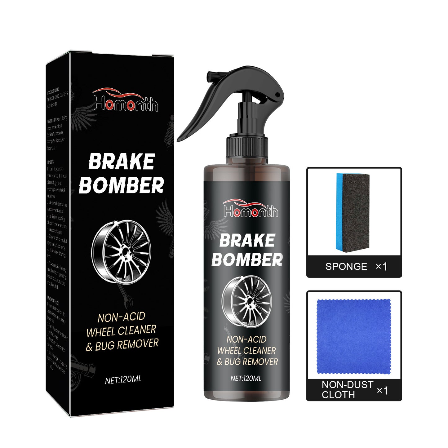 Non-Acid Wheel Cleaner & Bug Remover, Wheel Hub Rim Cleaning Stains Repair Wheel Abnormal Noise Rust Remover