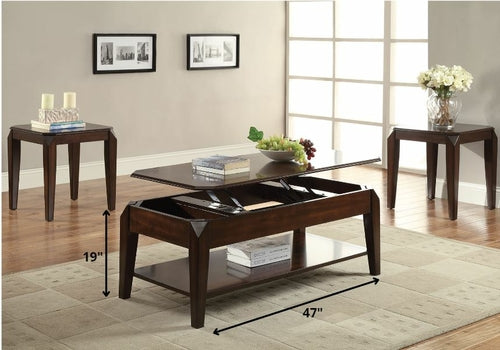 47inches X 23inches X 19inches Walnut Coffee Table With Lift Top