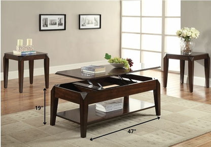 47inches X 23inches X 19inches Walnut Coffee Table With Lift Top