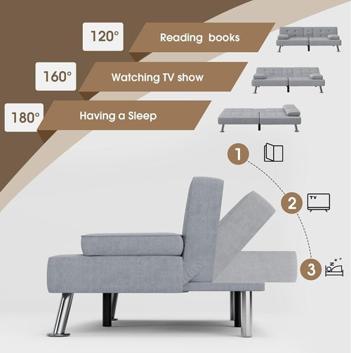 Futon Sofa Bed Modern Folding Futon Set Linen Fabric Convertible