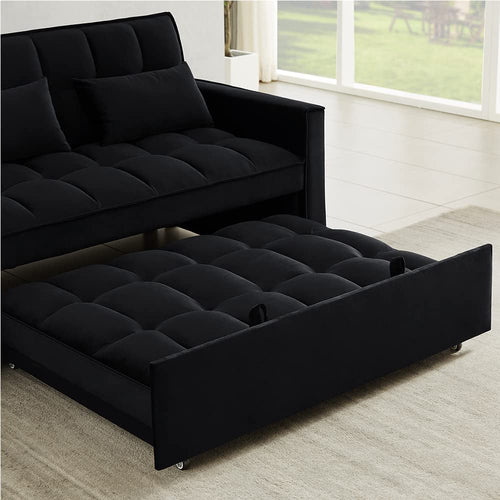 Velvet Sofa Bed With Adjustable Sleeper For Small Spaces