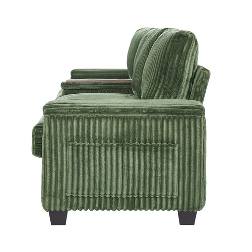 Modern 4-Seater Corduroy Sofa Couch with USB Ports, Hidden Storage and