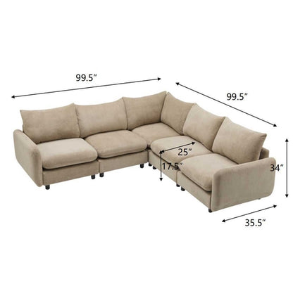 Modular Velvet Sectional Sofa Corner Chair – Convertible Upholstered