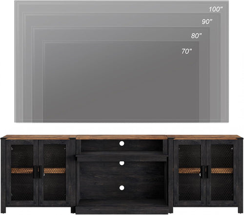 Two In One 100 Inch TV Stand Farmhouse Entertainment Center Dark