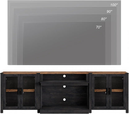 Two In One 100 Inch TV Stand Farmhouse Entertainment Center Dark