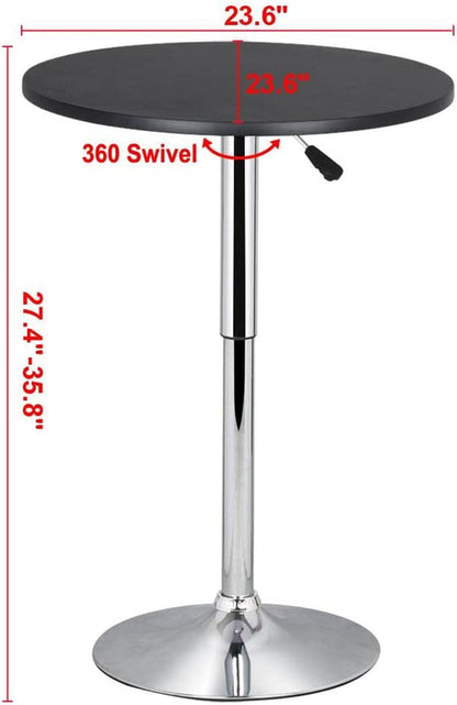Black Bar Table With 360 Degree Swivel MDF Top Round