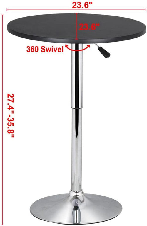 Black Bar Table With 360 Degree Swivel MDF Top Round