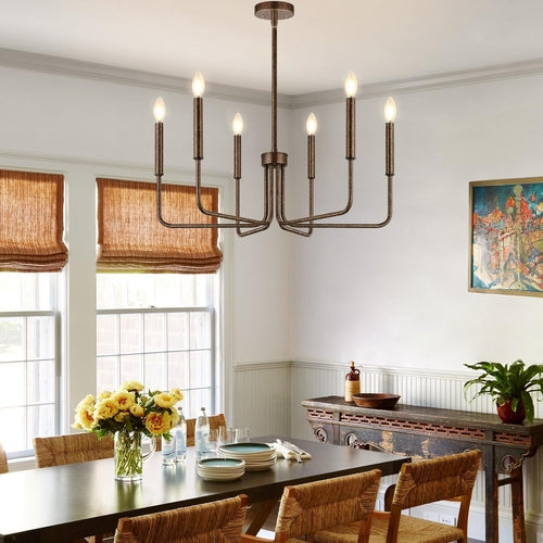 Rustic Black 6 Light Farmhouse Chandelier For Dining Room