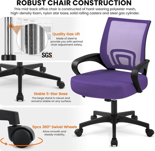 2Pcs Mesh Adjustable Desk Chairs, Ergonomic Executive Chairs with