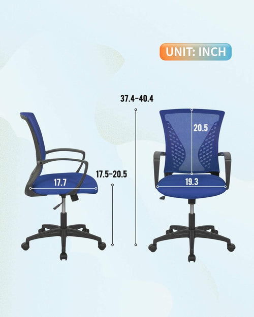 Ergonomic Blue Office Chair With Adjustable Armrests