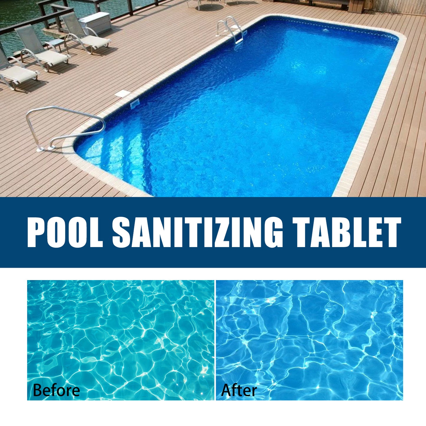 OUHOE Pool Chlorinated Tablet, Water Quality Cleaning, Odor Removal Instant Multi-Functional Effervescent Tablet