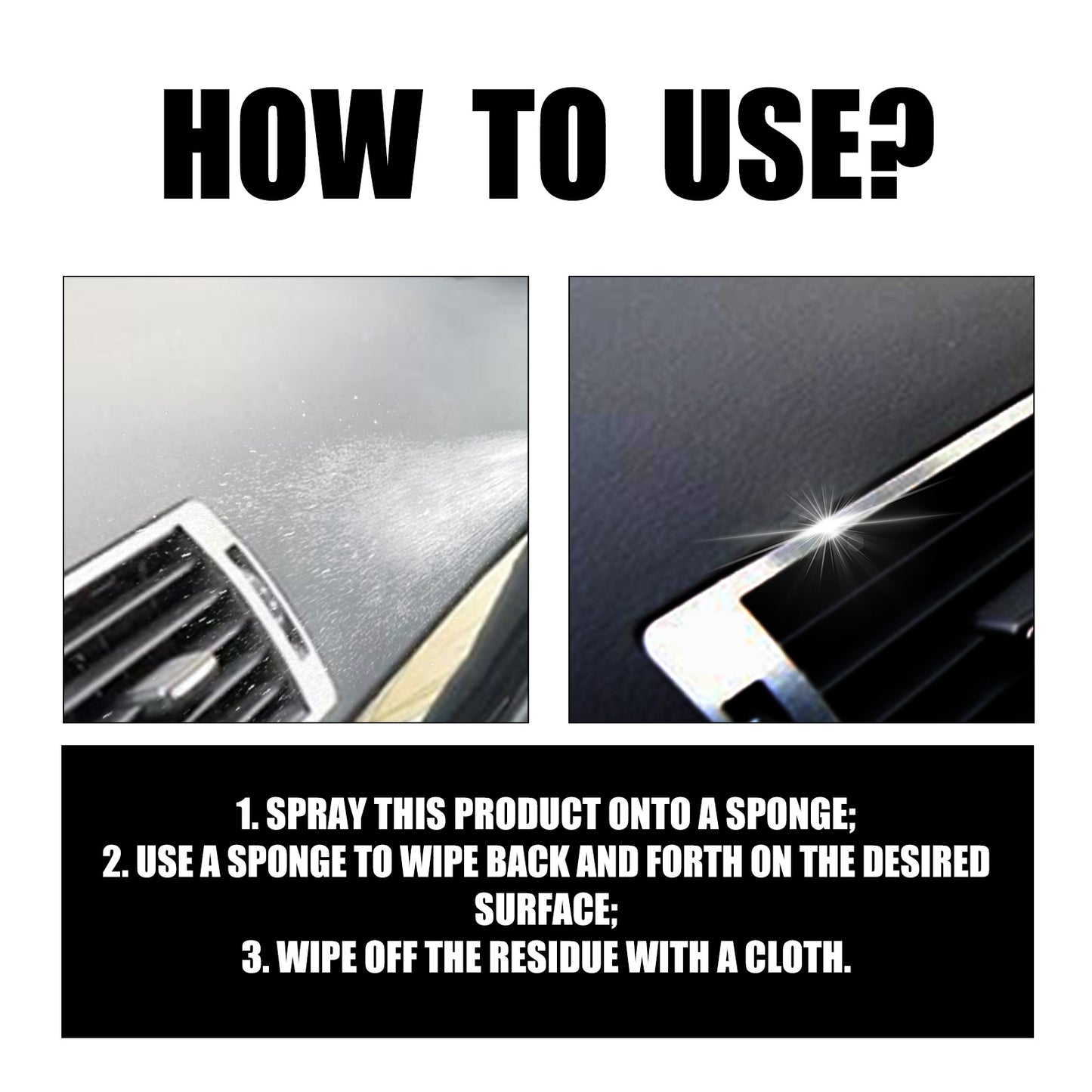 Car Interior Spray, Seat Instrument Panel Wash Free Decontamination Maintenance Refurbishment Care Agent