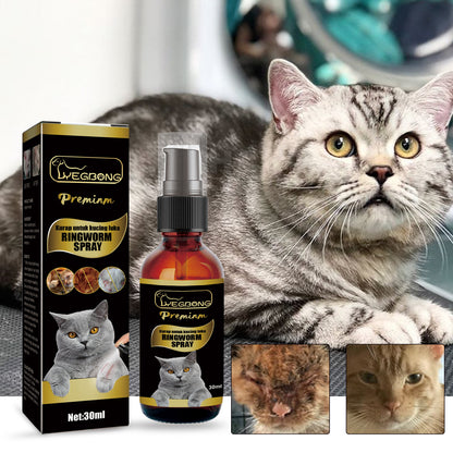 Yegbong Cat Ringworm Spray, Pet Cats Anti-Mite Cat Moss Care Skin External Use Anti-Itch Spray