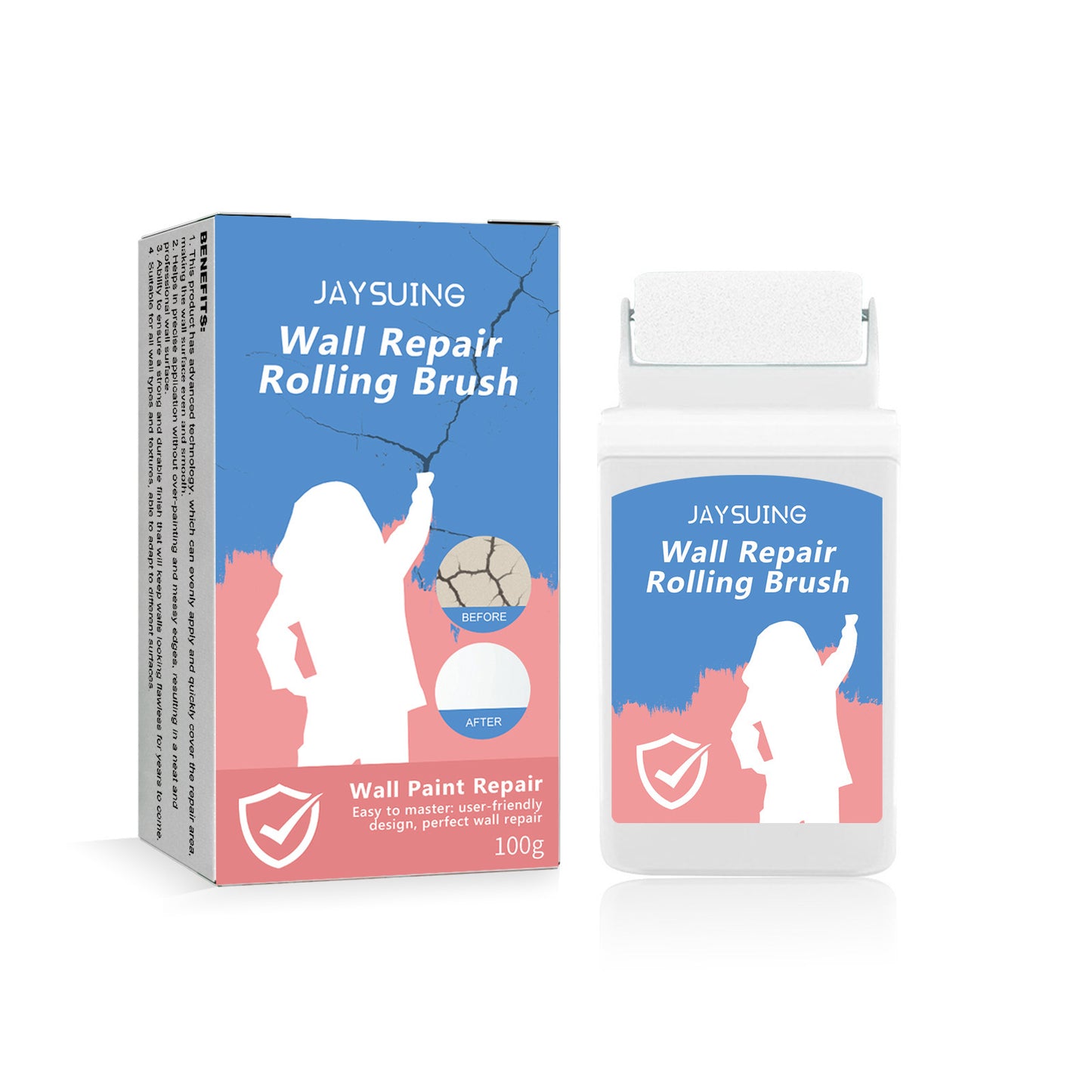 Wall Repair Rolling Brush, Graffiti Cover Wall Mildew Cracks Maintenance Renovation Household Wall Rolling Brush