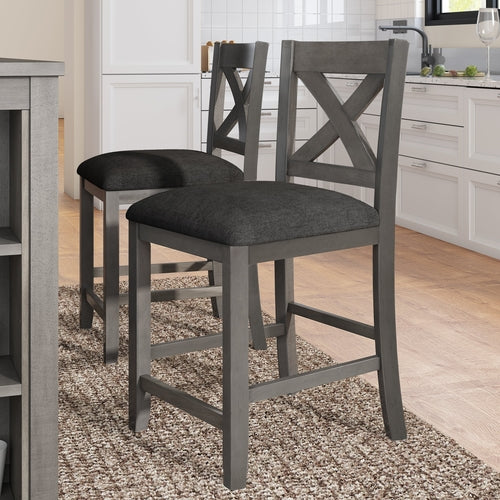 5 Pieces Counter Height Rustic Farmhouse Dining Room Wooden Bar Table