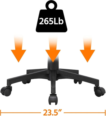 Ergonomic Office Chair Leather Seat Mesh Back Black With Lumbar
