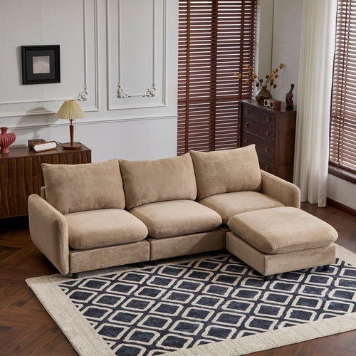 Modular Velvet Sectional Sofa Corner Chair – Convertible Upholstered
