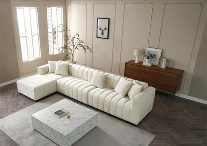 139'' Channel Tufted Sofa Velvet Upholstered Left Chaise Modular Sofa
