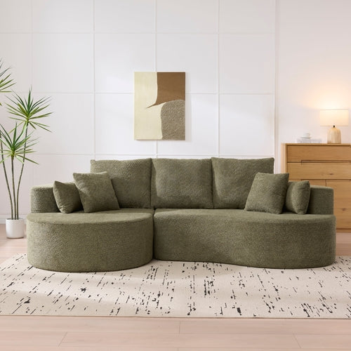 106" Curved Boucle Cloud Sectional Sofa with Chaise Lounge – 2-Piece
