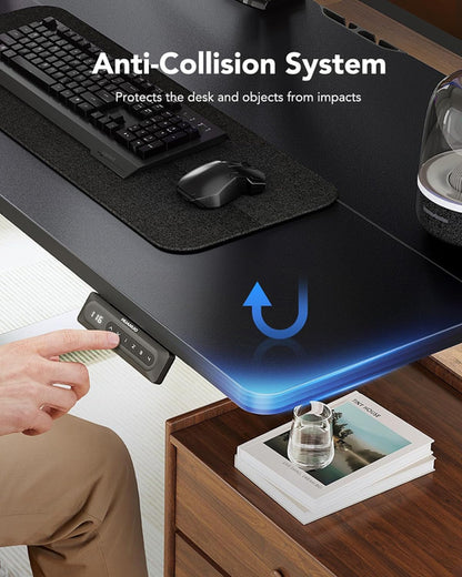 48 Inch Black Electric Standing Desk With Adjustable Height And Memory
