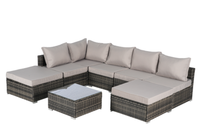 8 Piece Outdoor Patio Sectional Sofa Set – Wicker Conversation Set