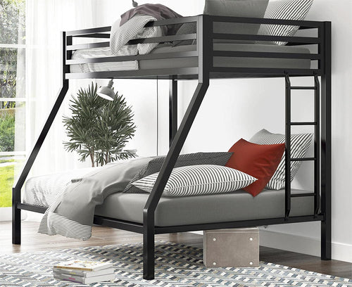 Twin Over Twin Bunk Bed With Slide Durable Square Tube