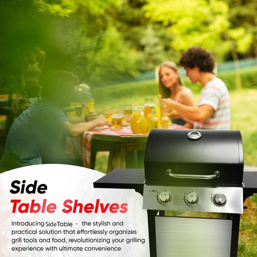 3 Burner Stainless Steel Propane Gas Grill With Cabinet