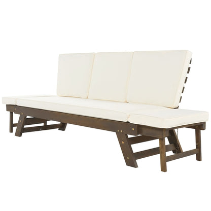 Outdoor Adjustable Patio Wooden Daybed Sofa Chaise Lounge with