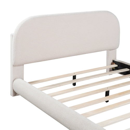 Teddy Fleece Upholstered Platform Bed with Thick Fabric, Solid Frame