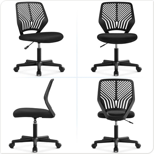 Students Cute Desk Chair Low-Back Armless Study Chair W/Lumbar Support