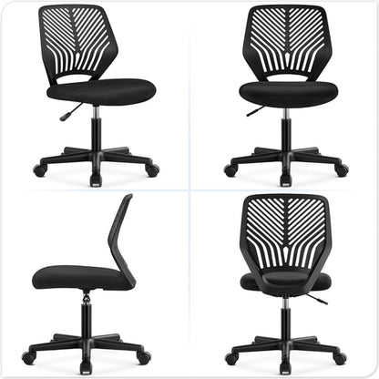 Students Cute Desk Chair Low-Back Armless Study Chair W/Lumbar Support
