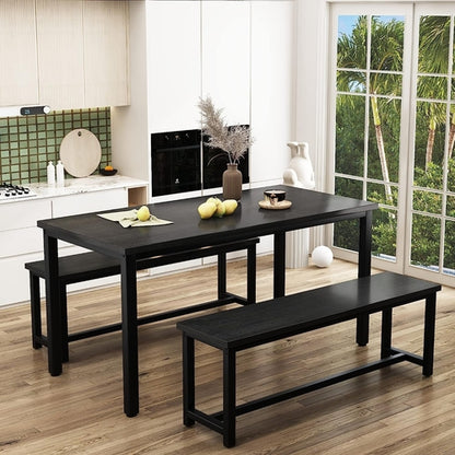 Rectangular Dining Table And Chairs Set Four Modern Wood