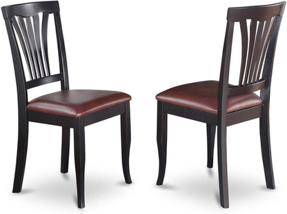 5-Piece Drop Leaf Dining Table Set Black Faux Leather