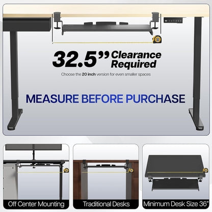 Under Desk Keyboard Tray 27x11 Inch C Clamp Mount Black