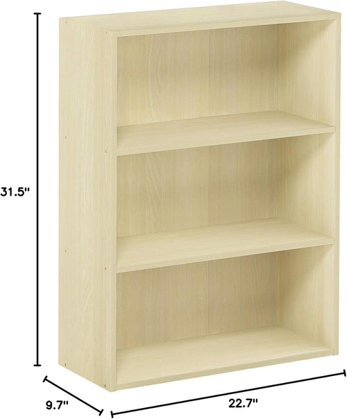 Pasir 3-Tier Open Shelf Bookcase Maple 22.7W X 9.7D X 31.5H
