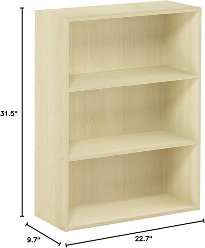 Pasir 3-Tier Open Shelf Bookcase Maple 22.7W X 9.7D X 31.5H
