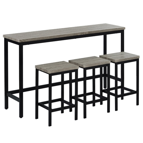 Counter Height Extra Long Dining Table Set with 3 Stools Pub Kitchen
