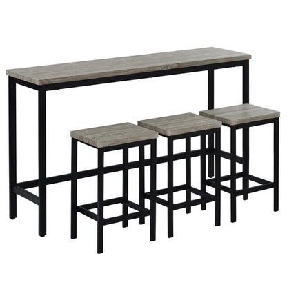 Counter Height Extra Long Dining Table Set with 3 Stools Pub Kitchen