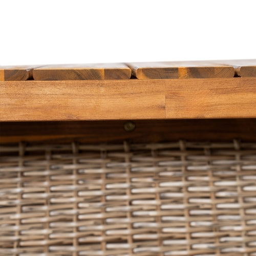 Outdoor Acacia Wood Dining Table, Teak Finish with Wicker
