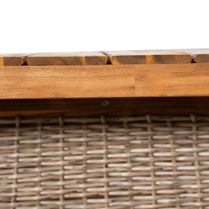 Outdoor Acacia Wood Dining Table, Teak Finish with Wicker