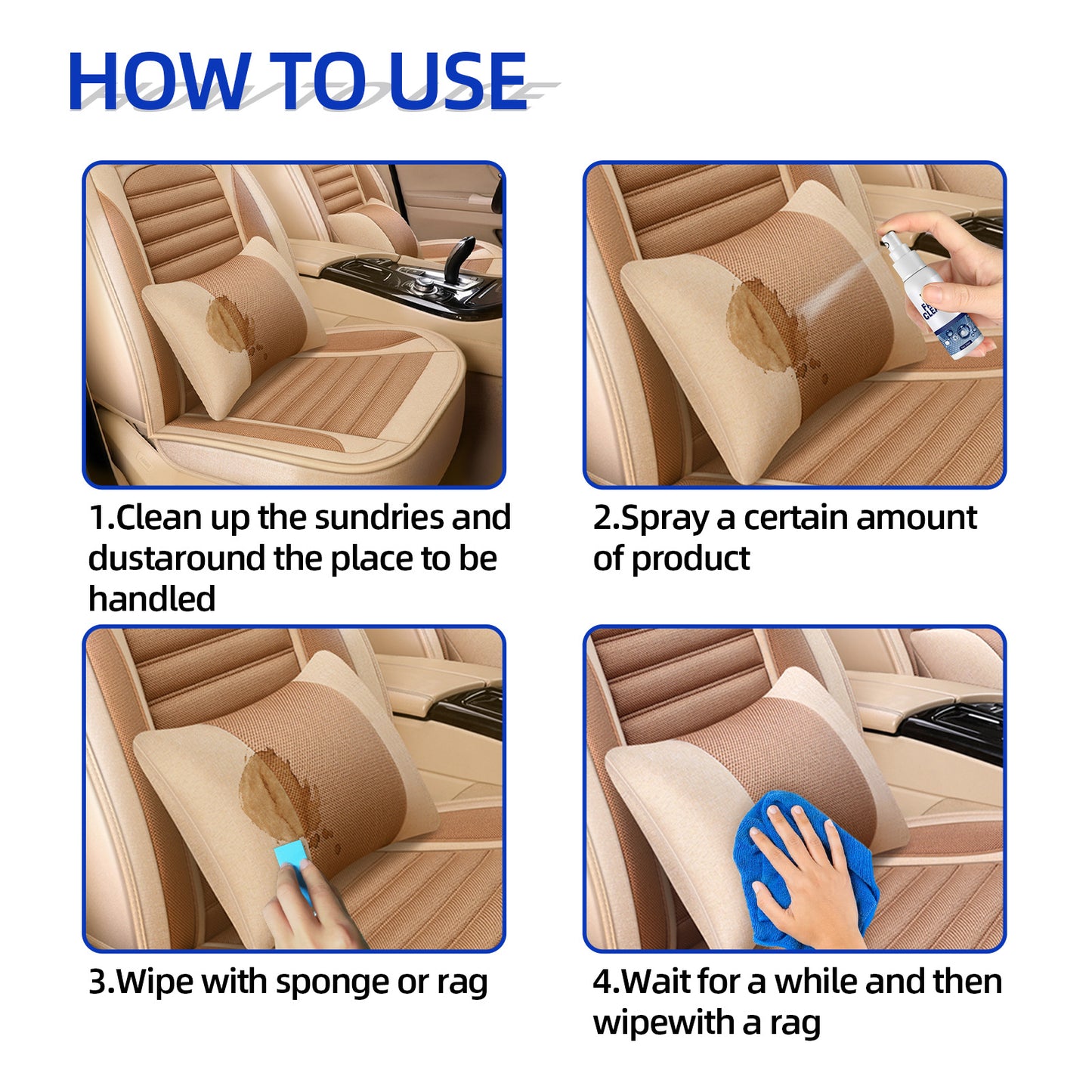 Fabric Cleaning Spray, Car Cleaner Interior Ceiling Fabric Flannelette Seat Decontamination Cleaner