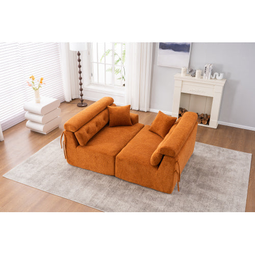 LY-029 ORANGE COMPRESSION SOFA 4-seater Combined Sofa, Wood Grain
