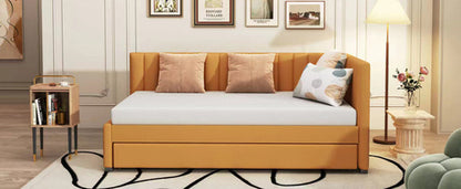 Upholstered Daybed with Trundle Sofa Bed Frame No Box Spring Needed,